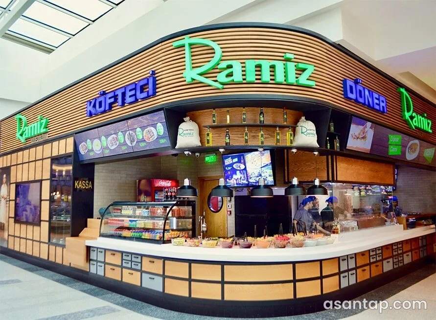 Köfteci Ramiz — Gənclik Mall — restoranın köftə və dönər piştaxtası